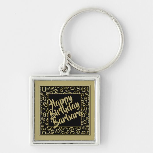 60e verjaardag Party Nummer Patroon Zwart Goud Sleutelhanger (Voorkant)