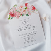 60e Verjaardag Party Pink Peony Bloemenboog Kaart