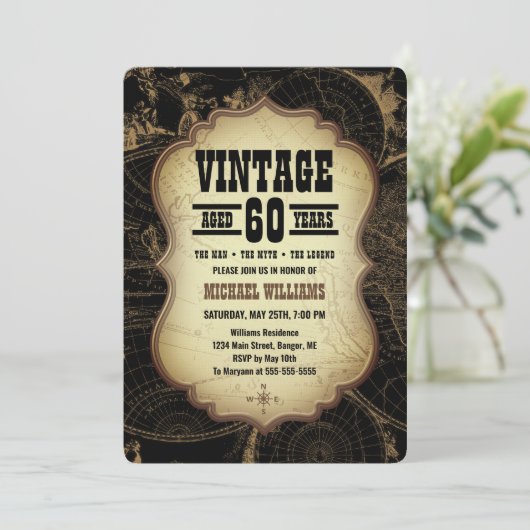 60e Verjaardag Party  Thema Wereldkaart Kaart (Staand voorkant)