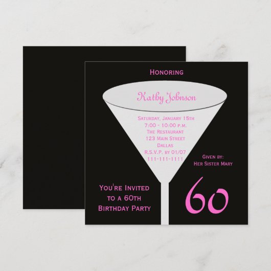 60e verjaardag Party uitnodiging 60e Toast (Voorkant / Achterkant)