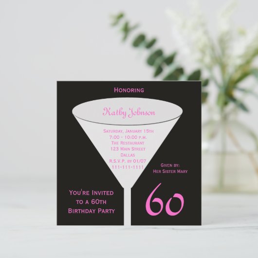 60e verjaardag Party uitnodiging 60e Toast (Staand voorkant)