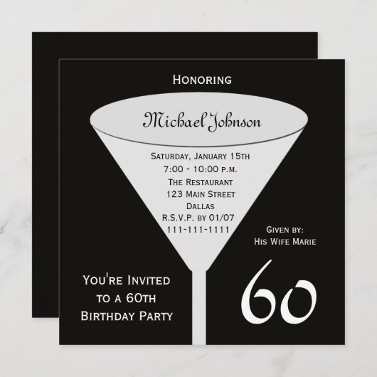 60e verjaardag Party uitnodiging Een Toast voor 60 (Voorkant / Achterkant)