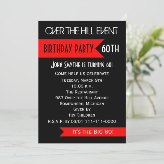 60e verjaardag Party uitnodiging Over de heuvel (Staand voorkant)