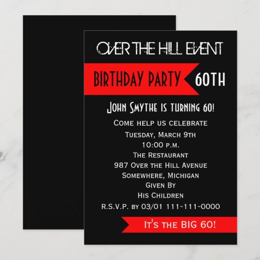 60e verjaardag Party uitnodiging Over de heuvel (Voorkant / Achterkant)