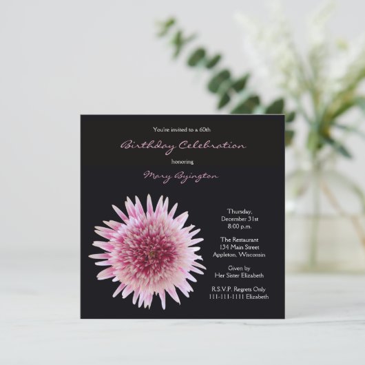 60e verjaardag Party uitnodiging Prachtige Gerbera (Staand voorkant)