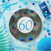 60e verjaardag Peacock-doezelaar Papieren Bordje (Feest)