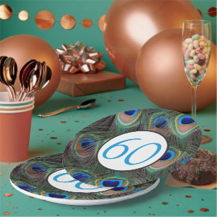 60e verjaardag Peacock-doezelaar Papieren Bordje