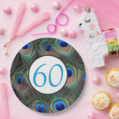 60e verjaardag Peacock-doezelaar Papieren Bordje (Feest)