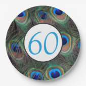 60e verjaardag Peacock-doezelaar Papieren Bordje (Voorkant)