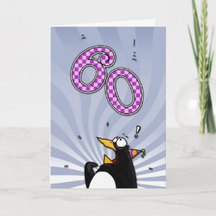 60e verjaardag - Penguin Surprise Card Kaart