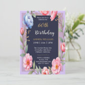 60e Verjaardag Peonny Flower Rozen Wildflowers Kaart (Staand voorkant)