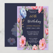 60e Verjaardag Peonny Flower Rozen Wildflowers Kaart (Voorkant / Achterkant)