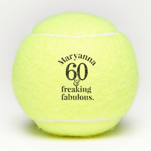 60e Verjaardag Persoonlijke Grappige Tennisballen (Voorkant)