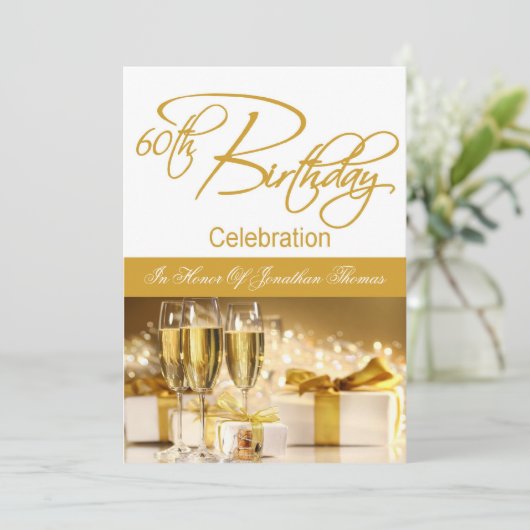 60e verjaardag Persoonlijke uitnodiging (Staand voorkant)