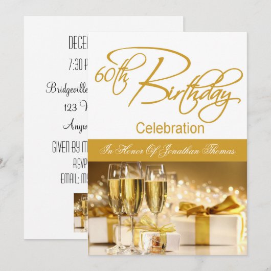 60e verjaardag Persoonlijke uitnodiging (Voorkant / Achterkant)