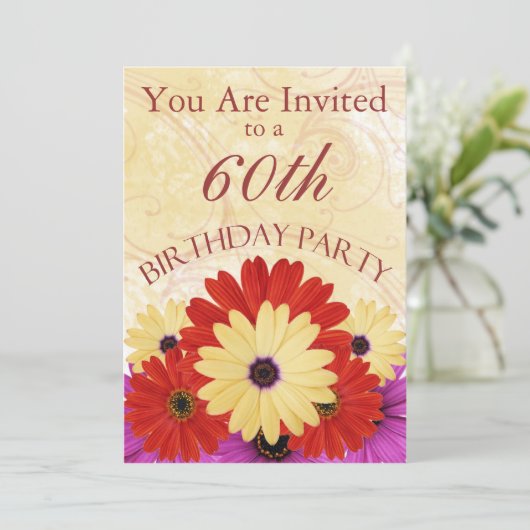 60e verjaardag Persoonlijke uitnodiging (Staand voorkant)