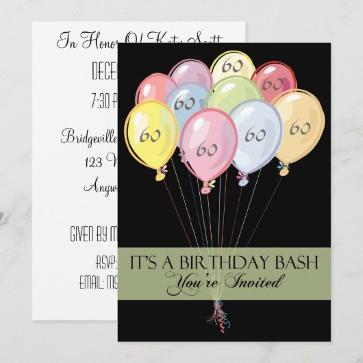 60e verjaardag Persoonlijke uitnodiging (Voorkant / Achterkant)