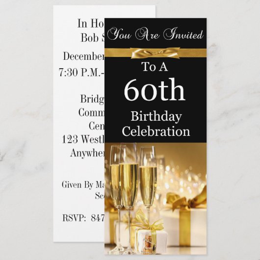 60e verjaardag Persoonlijke uitnodiging (Voorkant / Achterkant)