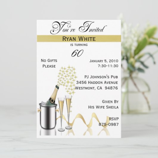 60e verjaardag Persoonlijke uitnodiging (Staand voorkant)