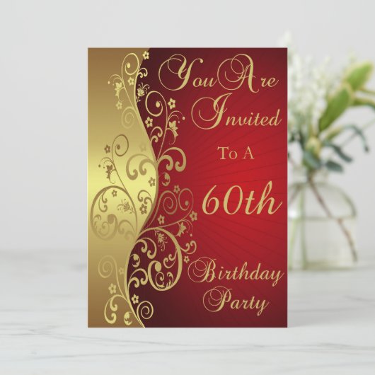 60e verjaardag Persoonlijke uitnodiging (Staand voorkant)