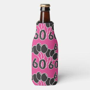 60e verjaardag PINK BLACK Flesjeskoeler