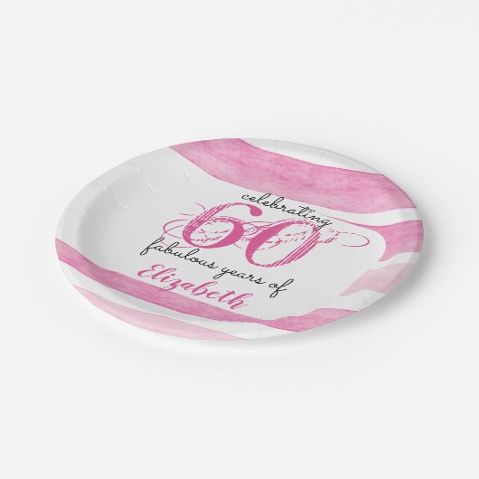 60e verjaardag PINK fabulous 60 jaar Papier Borden Papieren Bordje (Gekanteld)