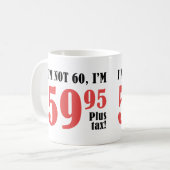 60e verjaardag plus belasting koffiemok (Voorkant links)