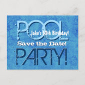 60e verjaardag Pool Party Save the Date V060 Aankondigingskaart (Voorkant)