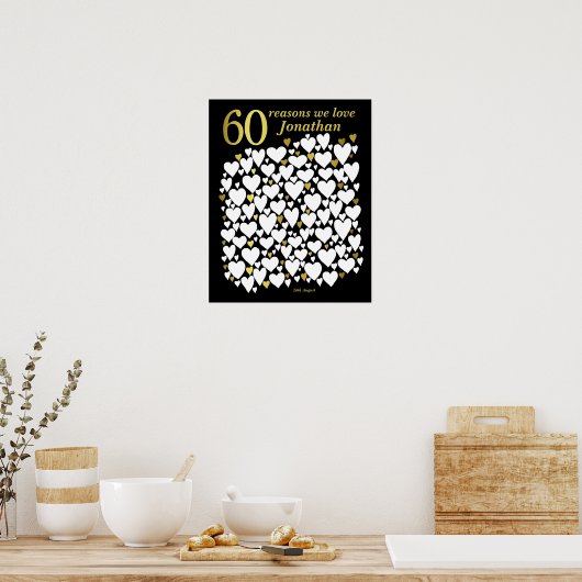 60e verjaardag Poster - 60 redenen waarom we van j (Keuken)