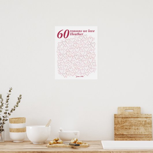 60e verjaardag Poster - 60 redenen waarom we van j (Keuken)