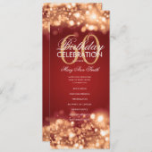 60e verjaardag Programma Glam Licht Gold Red met M Programmakaart (Voorkant / Achterkant)