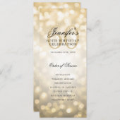 60e Verjaardag Programma Gold Bokeh Menu+Dank U (Voorkant / Achterkant)