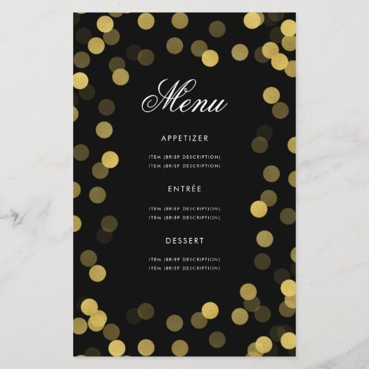 60e verjaardag Programma Gold Confetti met menu (Achterkant)