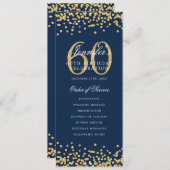 60e verjaardag programma Gold Navy Blue Confetti (Voorkant / Achterkant)