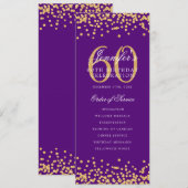 60e verjaardag programma Gouden Paarse Confetti (Voorkant / Achterkant)