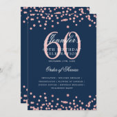 60e Verjaardag Programma Menu Roos Gold Navy Blue (Voorkant / Achterkant)