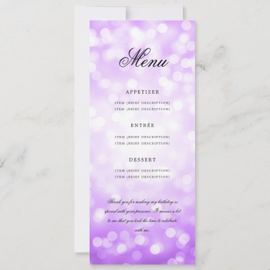 60e Verjaardag Programma Paarse Menu+Dank U (Achterkant)