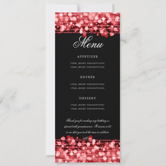 60e verjaardag programma rood menu + dank u (Achterkant)