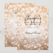 60e Verjaardag Programma Roos Gold Bokeh w / Menu (Voorkant / Achterkant)