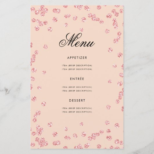 60e verjaardag Programma Roos Gold Glitter Menu Bl (Achterkant)