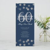 60e verjaardag Programma Silver Confetti Menu Navy (Staand voorkant)