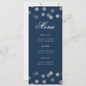 60e verjaardag Programma Silver Confetti Menu Navy (Achterkant)