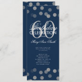 60e verjaardag Programma Silver Confetti Menu Navy (Voorkant / Achterkant)