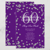 60e verjaardag Programma Silver Glitter Menu Paars (Voorkant / Achterkant)