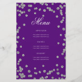 60e verjaardag Programma Silver Glitter Menu Paars (Achterkant)