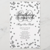 60e verjaardag Programma Silver Glitter met Menu (Voorkant)