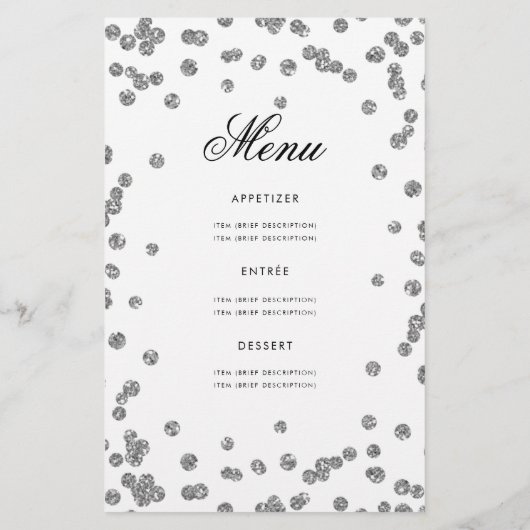 60e verjaardag Programma Silver Glitter met Menu (Achterkant)