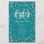 60e verjaardag Programma Silver Glitter met Menu B (Voorkant)