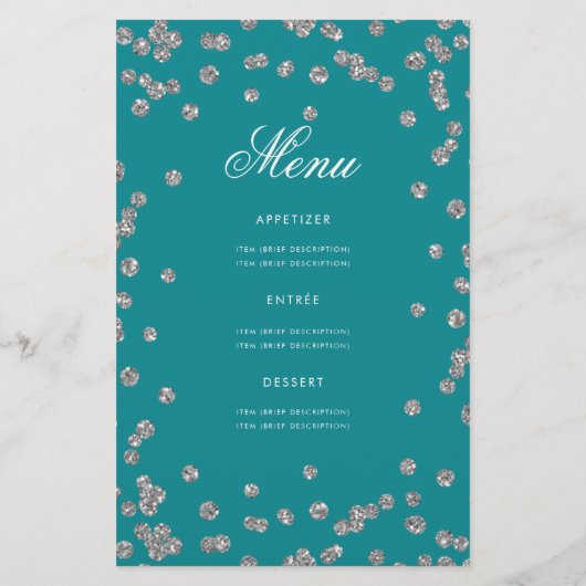 60e verjaardag Programma Silver Glitter met Menu B (Achterkant)