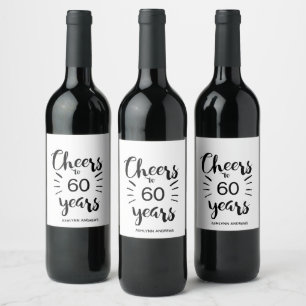 60e verjaardag - Proost 60 jaar Wijn Etiket